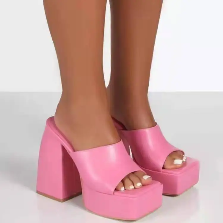 

Мюли женские на платформе, элегантные босоножки на толстом высоком каблуке, открытый носок, модные туфли для вечеринки, пикантные, лето