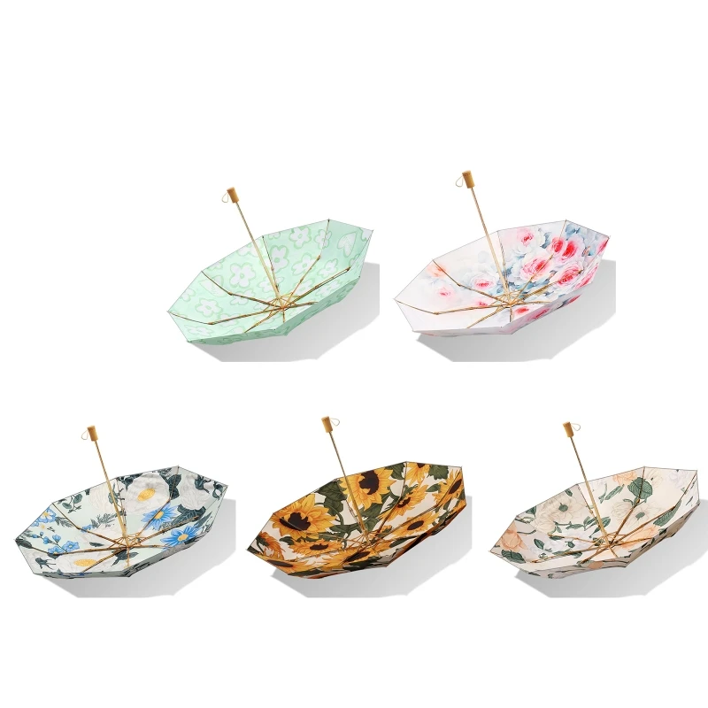 

Y9RE 8 Ribs Folding Umbrella Windproof Umbrella Anti UV Umbrella for Women and Men