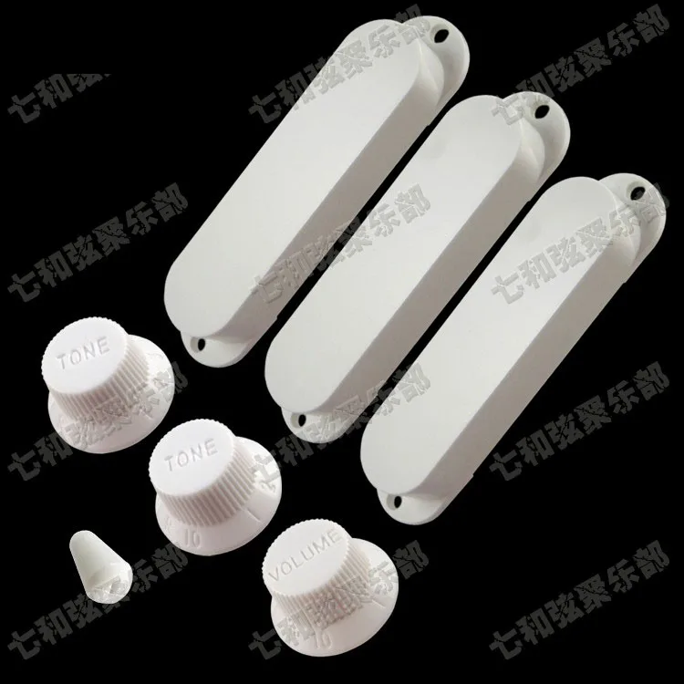 

A Set White Electric guitar Closed Sealed style Single coil guitar Pickup Covers & Control Knob & Switch Knob Tip/ guitar part