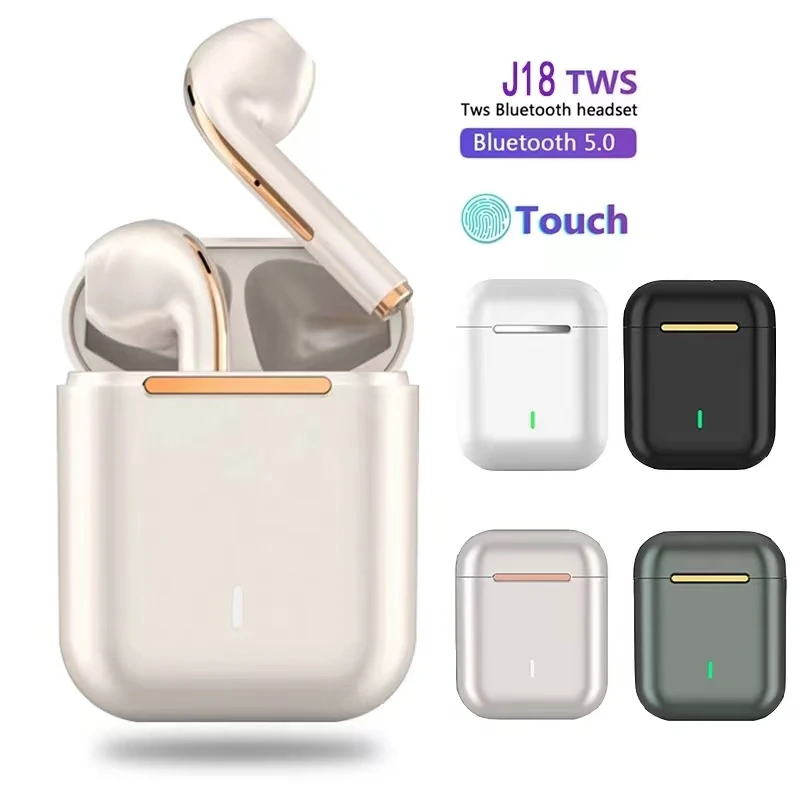 

J18 TWS Wireless Earbuds Fone Bluetooth 9D HiFi Bluetooth Headphones With Mic Original Earpoddings Noise Cancelling Handsfree