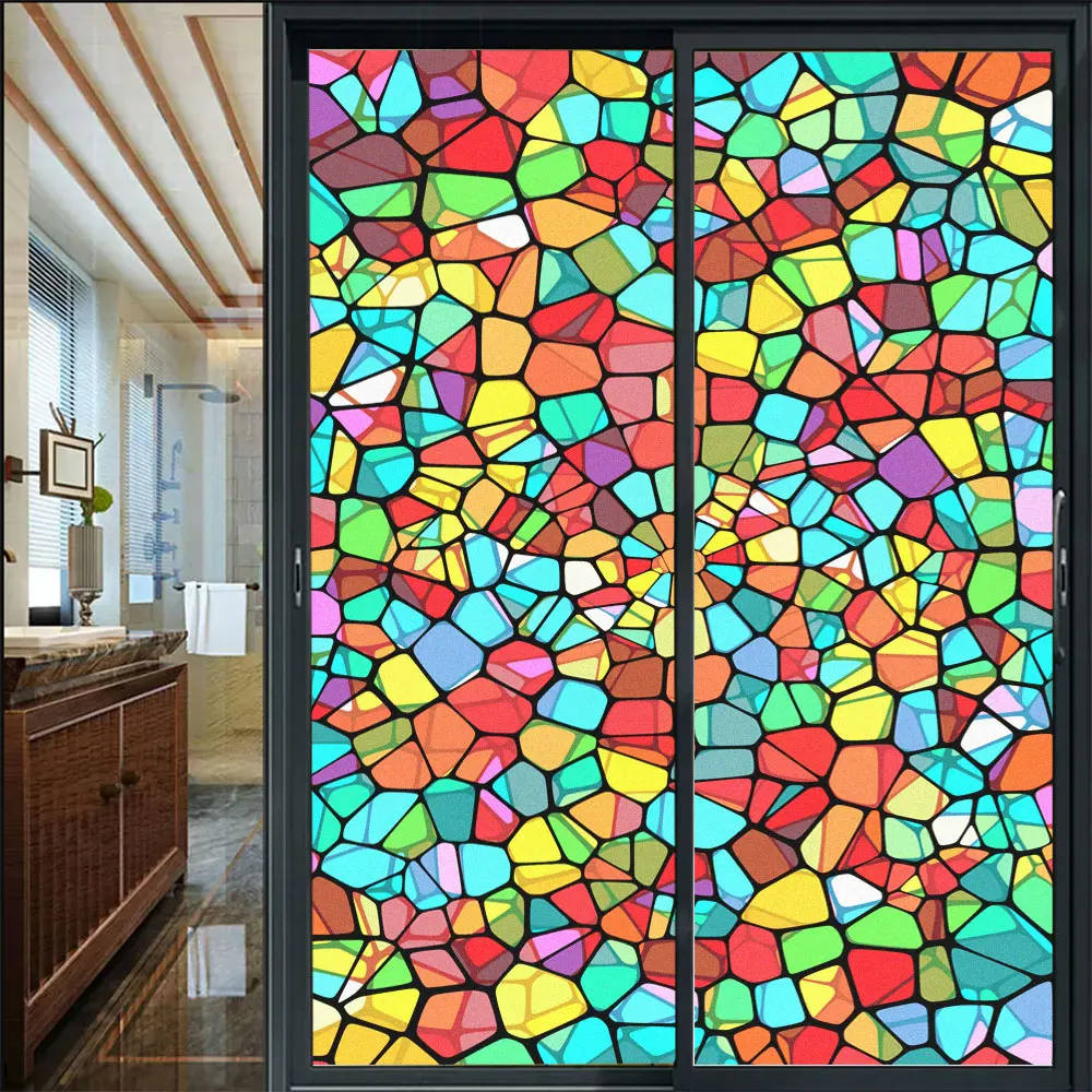 

Window Privacy Glass Film Colour Lattice Pattern Frosted Sliding Door Film Electrostatic Non-Glue Sun Blocking Glass Sticker