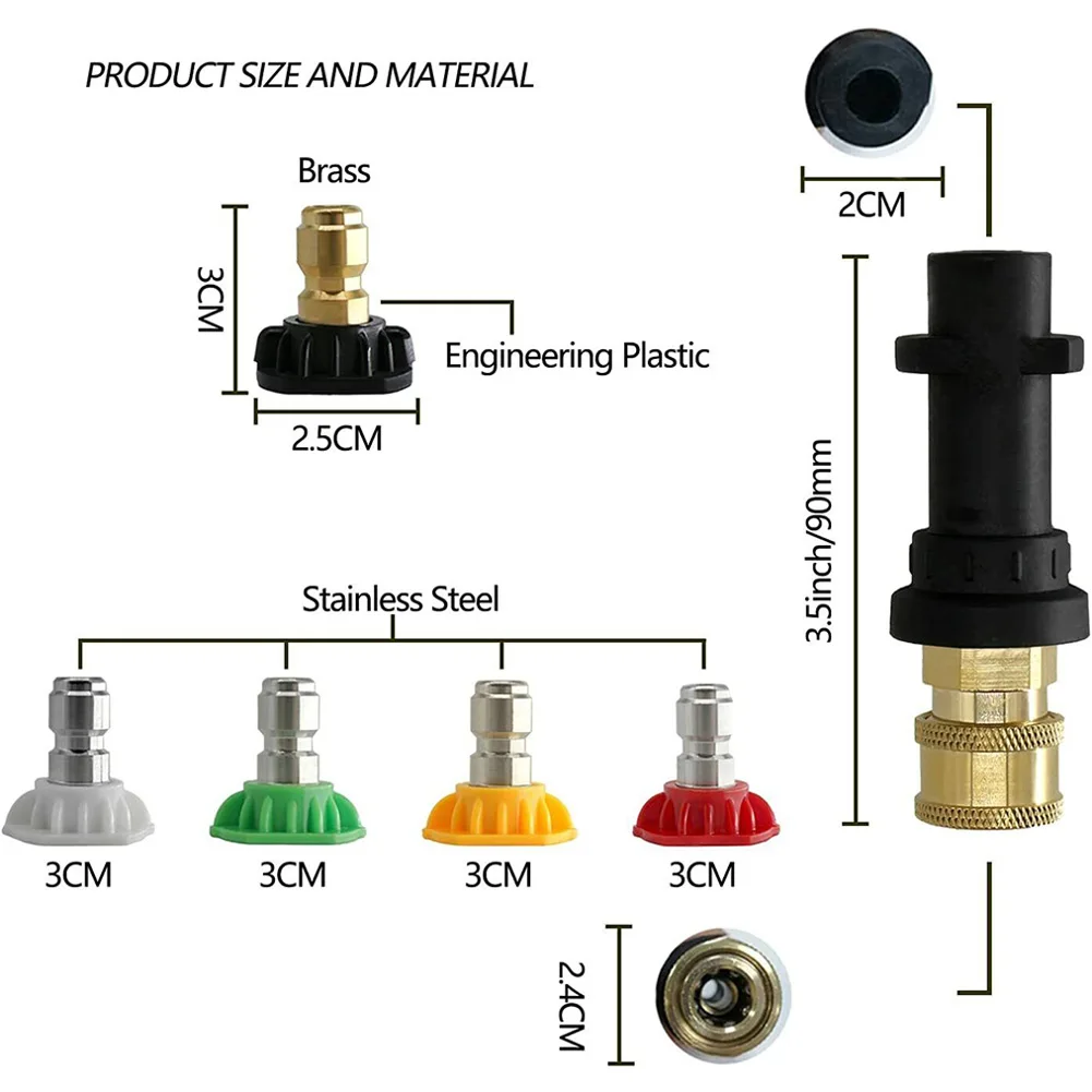 

Pressure Washer Spray Nozzles Adapter For Karcher K Series 1/4 Quick Connect Nozzle For Spray Gun Water Car Wash Accessories