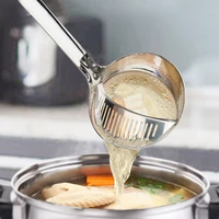 new 2 in 1 soup spoon long handle home ladle strainer stainless steel cooking colander kitchen porridge scoop tableware tool