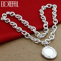 doteffil 925 sterling silver oval photo frame pendant necklace 18 inch chain for women wedding engagement fashion jewelry