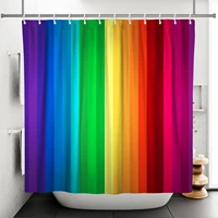rainbow stripes shower curtain modern simple waterproof mildew proof bathroom accessories bathtub hotel curtains with12pcs hook