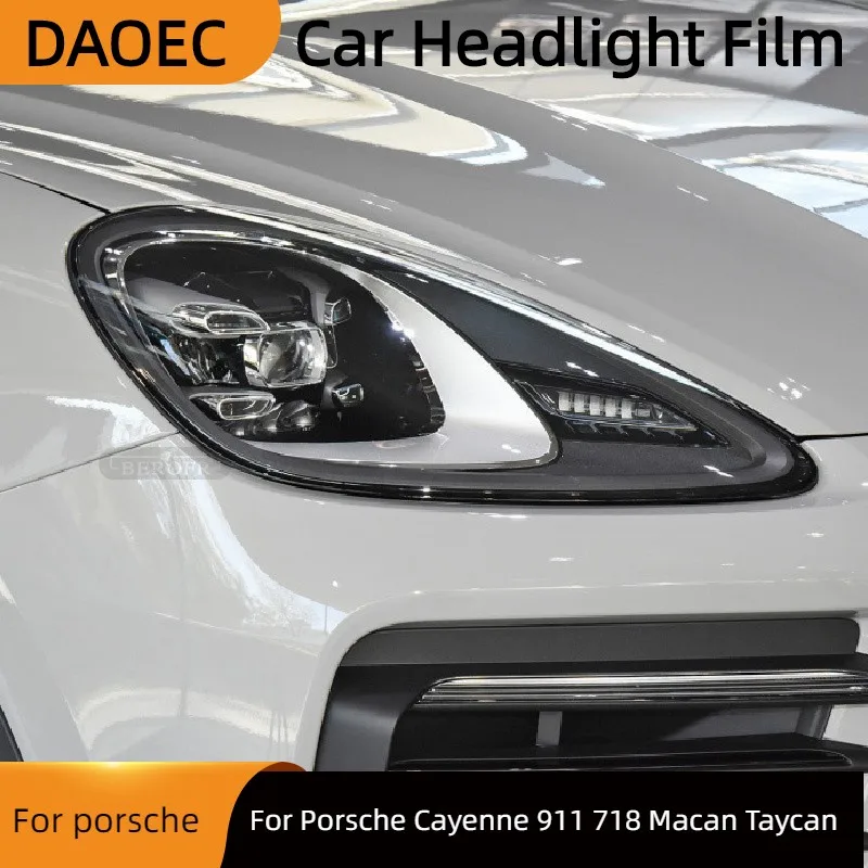 

Для автомобильной головсветильник Porsche Cayenne 911 718 Macan Taycan, ярсветильник прозрачная наклейка из ТПУ, аксессуары