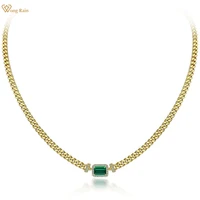 wong rain vintage 925 sterling silver emerald cut created moissanite emerald gemstone anniversary pendant necklace fine jewelry
