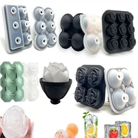creative rose silicone ice cube tray mold comes with funnel 4 even ice ball ice maker diy mold 3d for kitchen whiskey cocktail