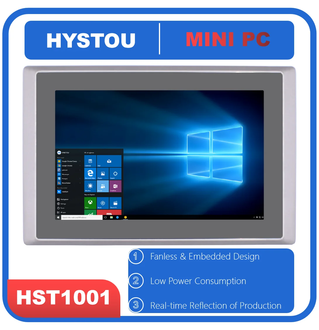 Hystou 10.1 Inch  Touch Screen Industrial Panel Pc Core i5 i7 With Rugged Pos All In One Front Io Mini Desktop