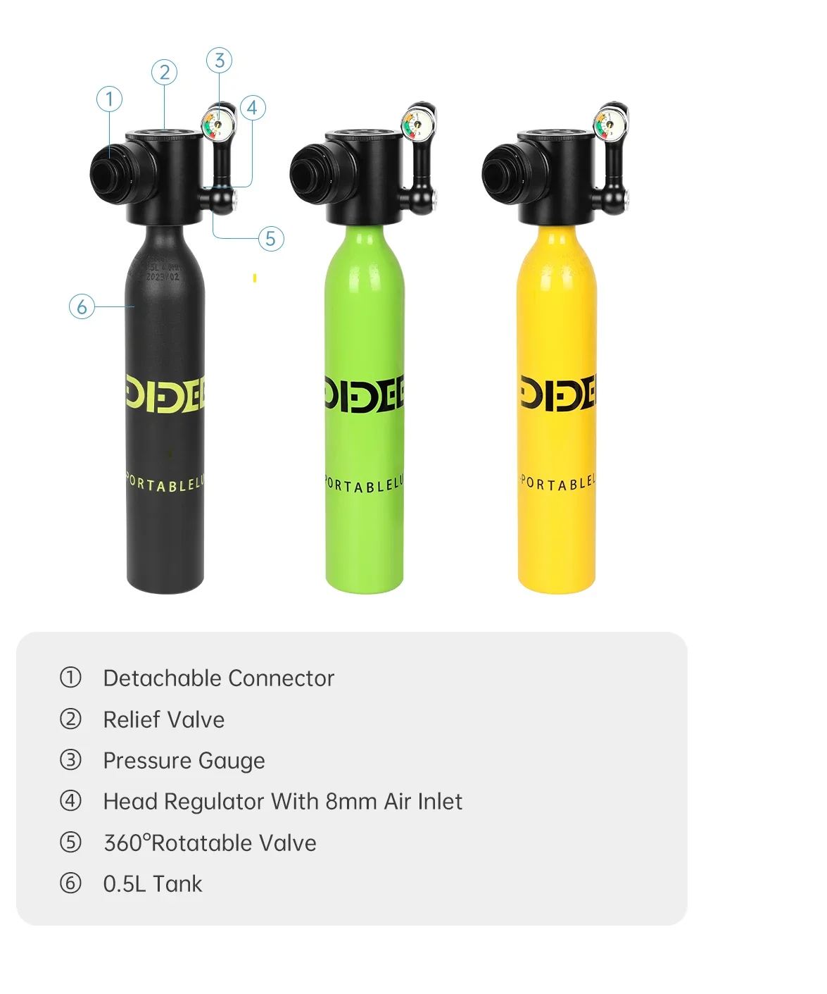 Мини-бак для подводного плавания DIDEEP оборудование дайвинга цилиндр объем 0 5 л