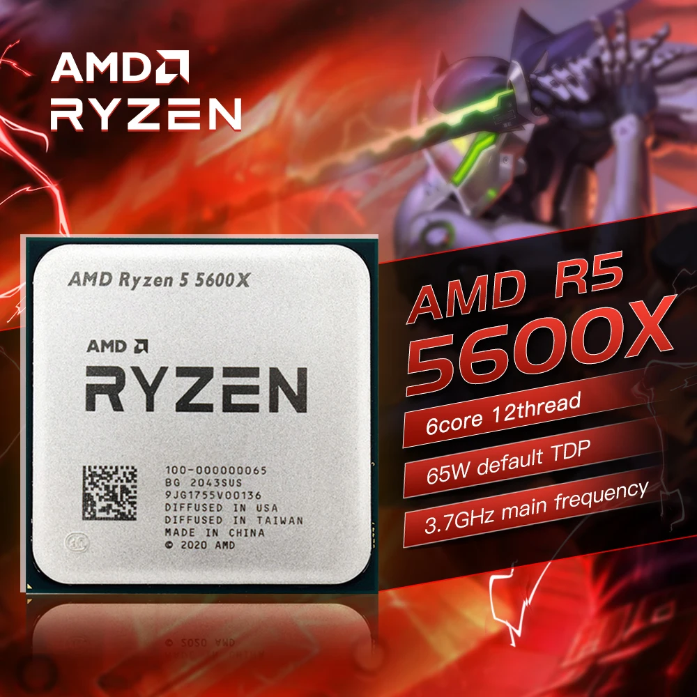 Процессор AMD Ryzen 5 5600X для ПК центральный процессор компьютера 6 ядер 12 нитей 65 Вт L3 =