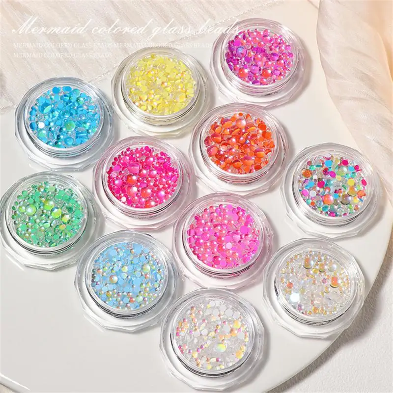 

12colors Aurora Phantom Glass Diamond Nail Decoration Mermaid Color Bead Rhinestones Pink Red Yellow Manicure Nail Accessories