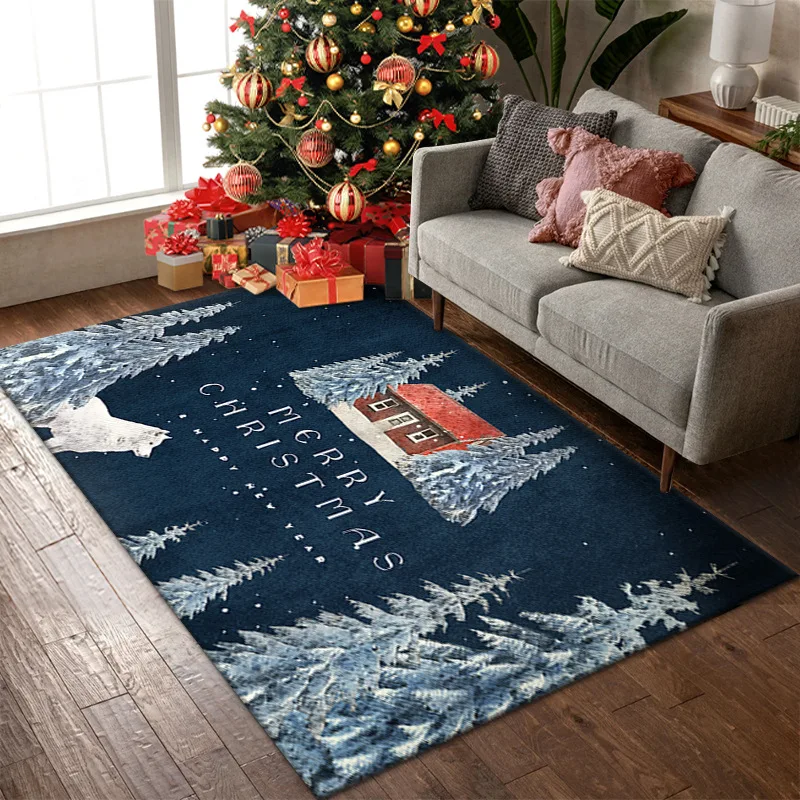 

Winter Christmas New Year Carpet Home Decoration Living Room Coffee Table Rug Bedroom Mat Bathroom Kitchen Non-slip Floor Mat
