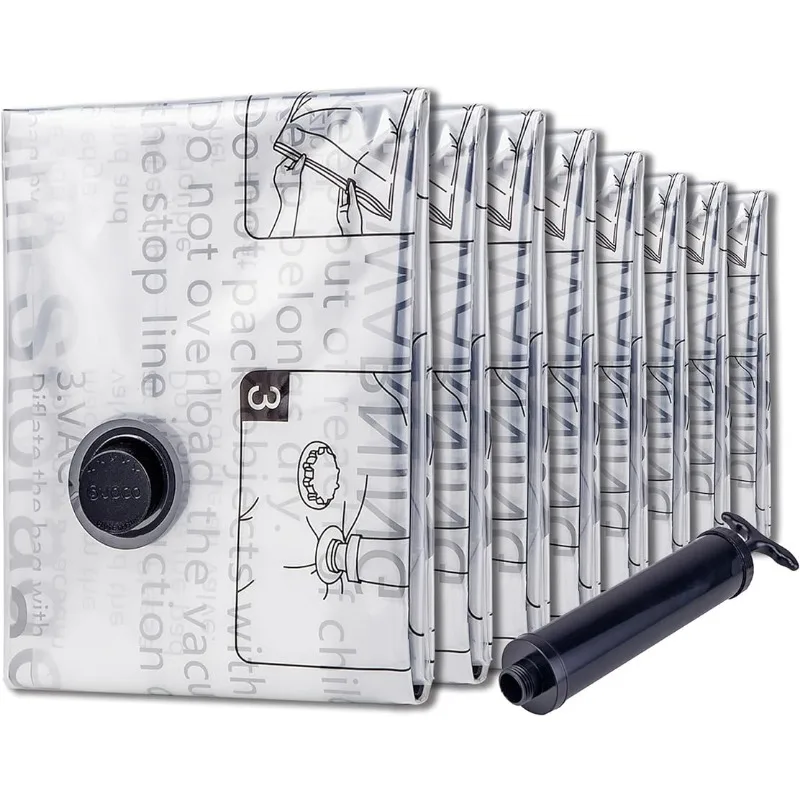 

Space Saver Bags for Clothes,Comforters, Blankets Storage, Vacuum Sealer Compression Airtight Bags with Travel Hand Pump