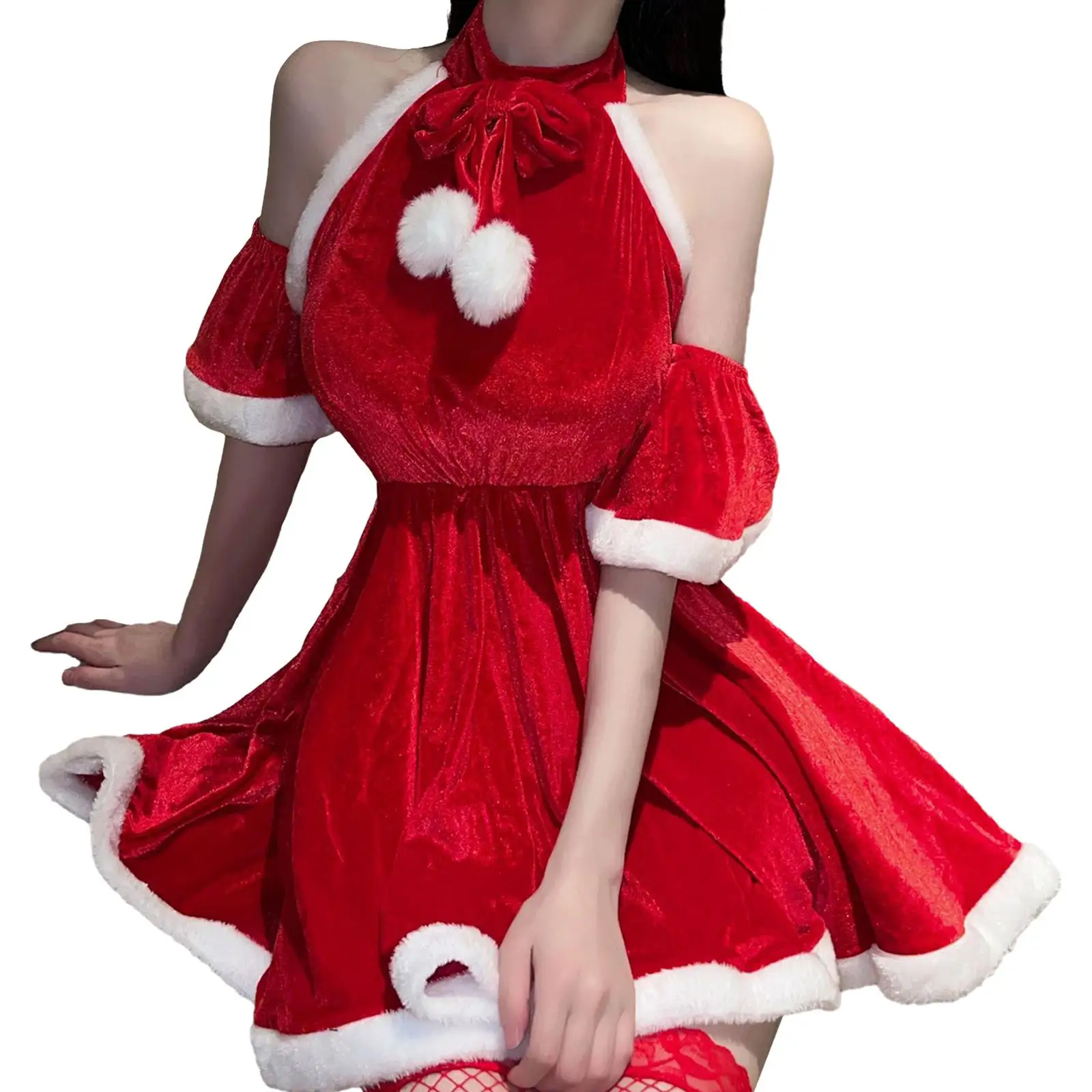 

Santa Claus Mini Dress Lovely Womens Christmas Lingerie Nightgown for Anniversary New Year Valentine's Day Wedding Night