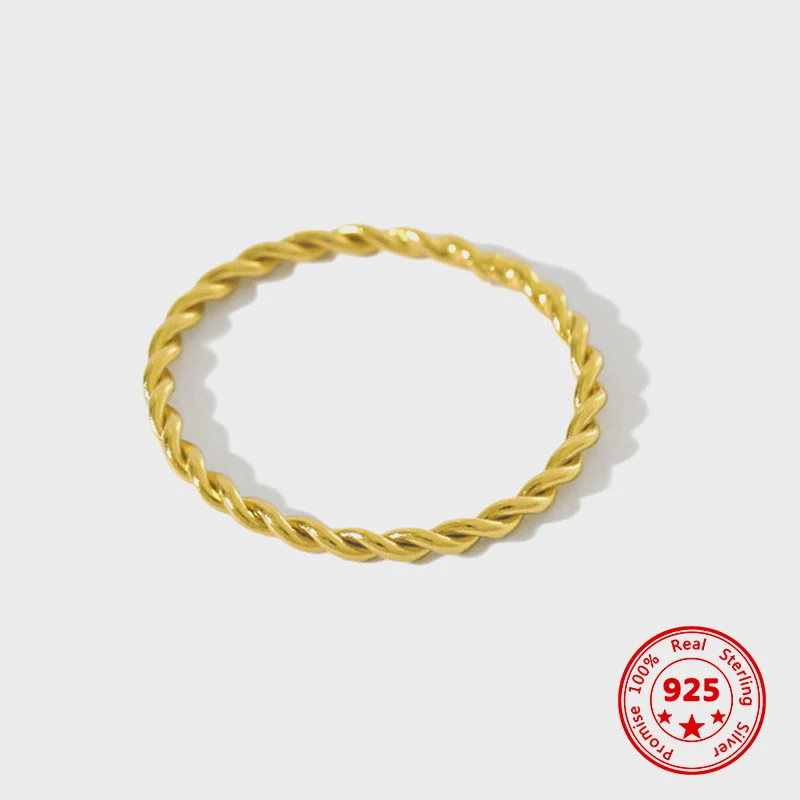 

S925 Sterling Silver Ring Minimalist Two-strand Twist Twist Fine Ring for Men and Women Personality Ring Jewelry