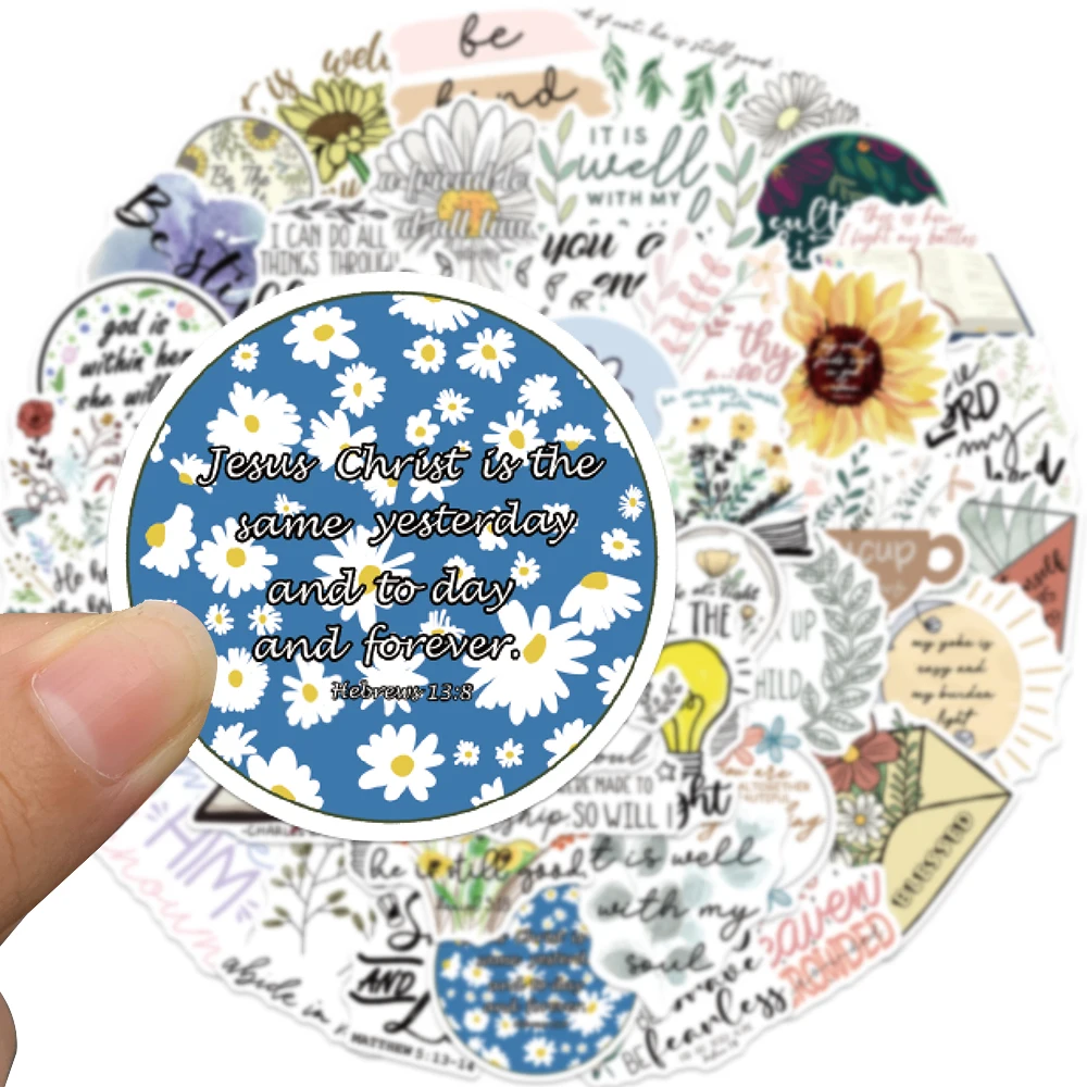 10/25/50pcs Bible Verse Stickers Aesthetic Jesus Christian Stickers Skateboard Suitcase Luggage Motorcycle DIY Sticker
