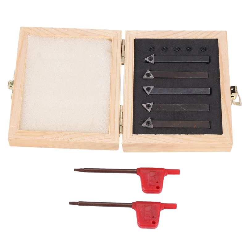 

1/4 Inch Mini Indexable Carbide Lathe Turning Tool Holder Lathe Bit Set With Carbide Inserts TCMT090204, 5 Pieces