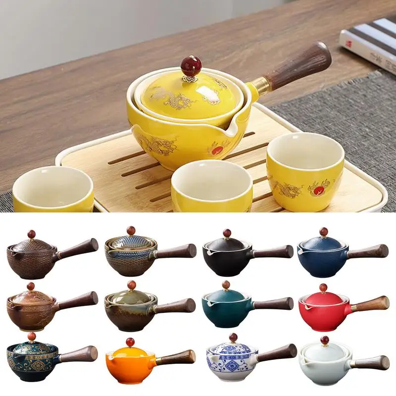 

Керамический чайник Gongfu, чайный чайник 160 мл, инфузер с вращением на 360 градусов, портативный китайский чайник Gongfu, чайные принадлежности
