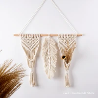 macrame wall hanging tapestry hand woven with leaf tassel bohemian crafts for flower arrangement living room decor decoration