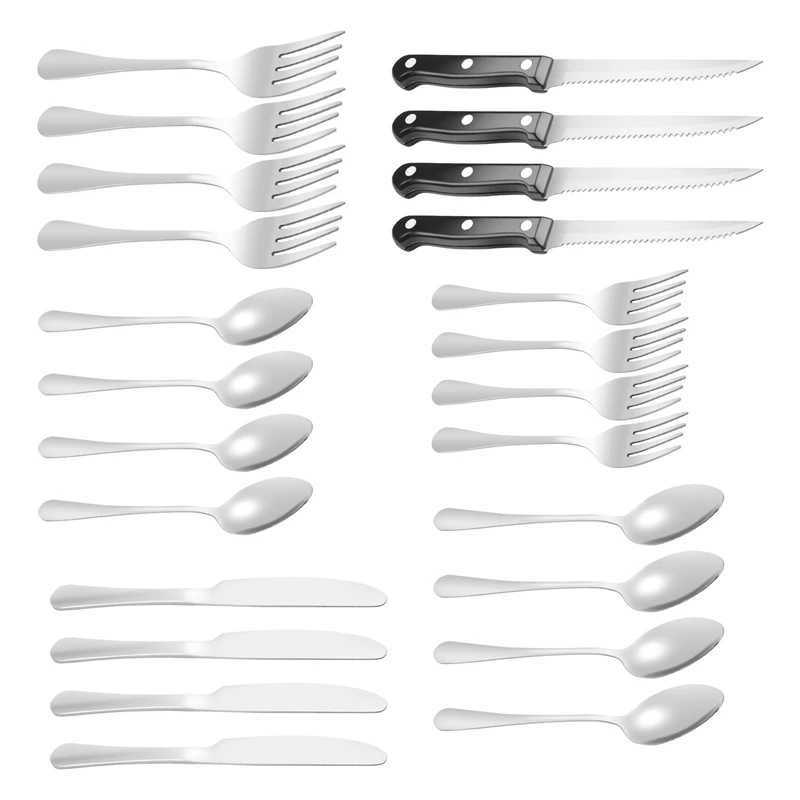 

Forks And Spoons Silverware Set Stain Finish Kitchen Utensil Tableware Set,Spoons Forks Knives For Home Hotel