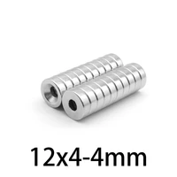10203050100150pcs 12x4 4 round search magnet 124 hole 4mm countersunk neodymium permanent magnets strong 12x4 4mm 124 4