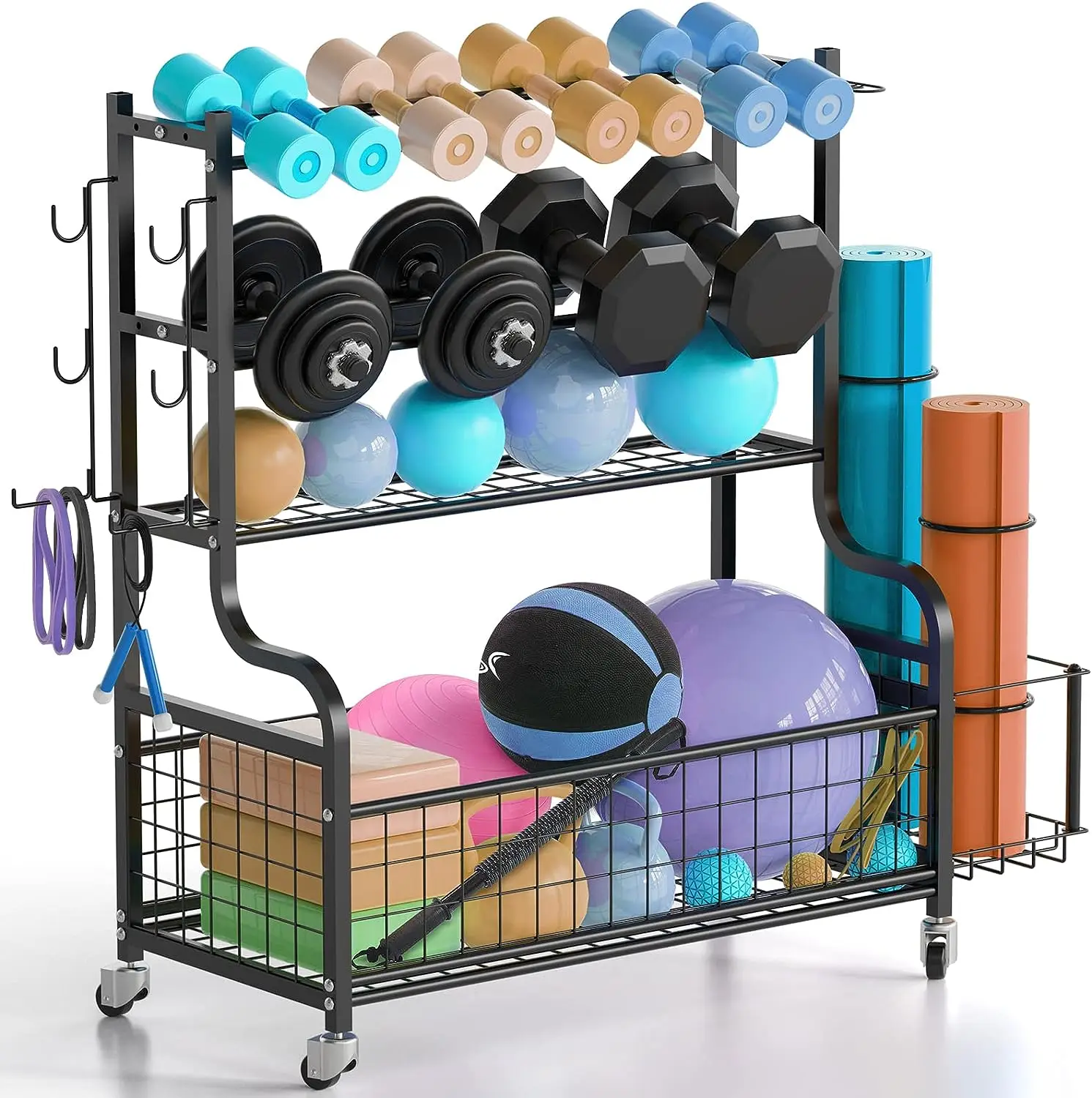 

Gym Storage for Dumbbells, 500 LB Heavy Duty Weight for Dumbbells Kettlebells Yoga Mat, Balls and Resistance Band, Dumbbell wi