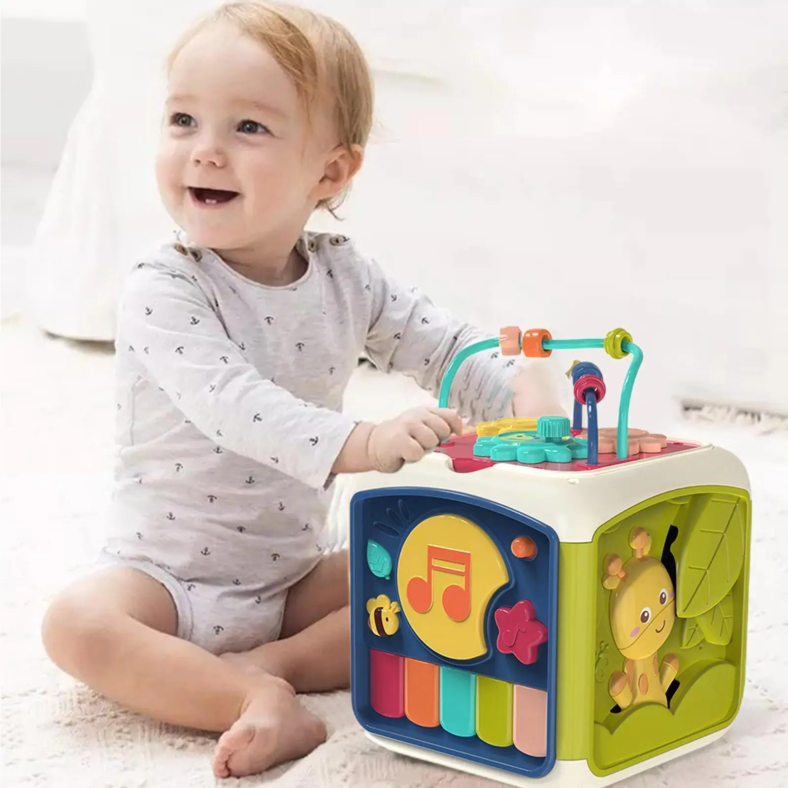 

6 In 1 Multifunctional Baby Activity Cube Toddler Toys For Kids Learning Musical Toy W8O9