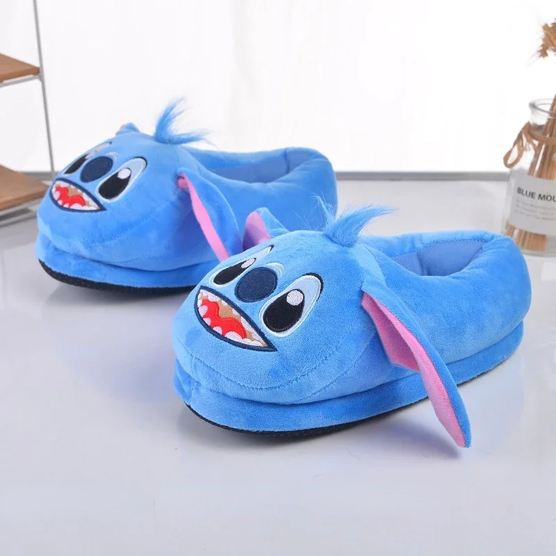 Новые плюшевые тапочки Disney Stitch теплая хлопковая обувь с полным покрытием толстые