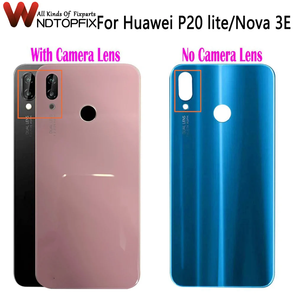 Фото Крышка батарейного отсека для Huawei P20 Lite, Задняя стеклянная крышка корпуса для Huawei P20 Lite, задняя крышка P20lite, задняя крышка с объективом камеры №1