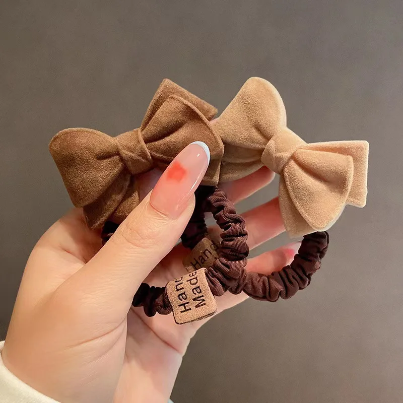 

1PCS Cute Bow Hair Ring Plush Autumn Winter Simple Rubber Band Female High Elastic Hair Rope Fashion Hair Accessories