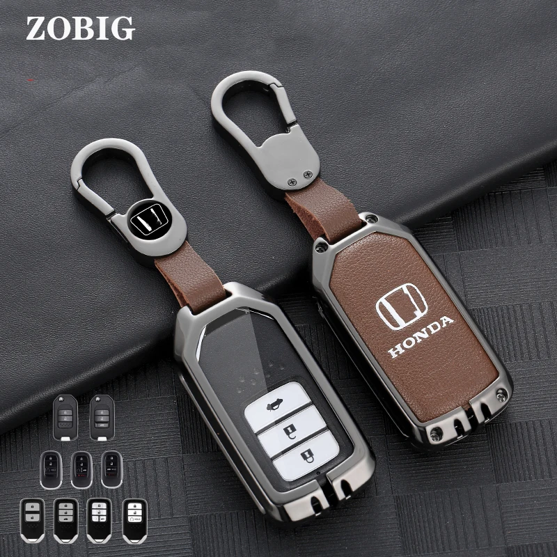 

ZOBIG Zinc Alloy for Honda Key fob Cover Key Fob Case for Honda Hrv Civic Accord CR-V Odyssey HRV City Hybrid key Original