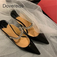 dovereiss white metal chain slippers fashion womens shoes summer consice sexy elegant stilettos heels 5cm size 33 40 41
