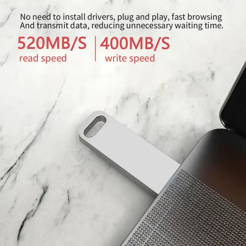 Фото Высокоскоростная USB 3.0 флешка из металла, миниатюрная, для автомобиля, 128 ГБ, 256 ГБ, 512 ГБ, 1 ТБ, 2 ТБ №2