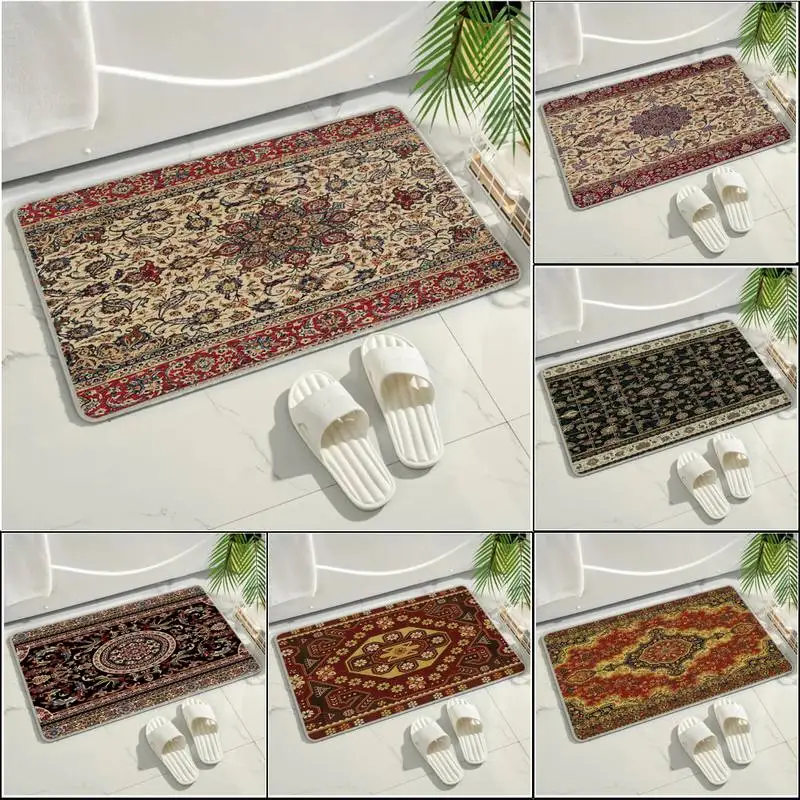 

Vintage Boho Kitchen Mat Bedroom Living Room Carpet Entrance Doormat Home Hallway Floor Mat Bathroom Anti-Slip Rug