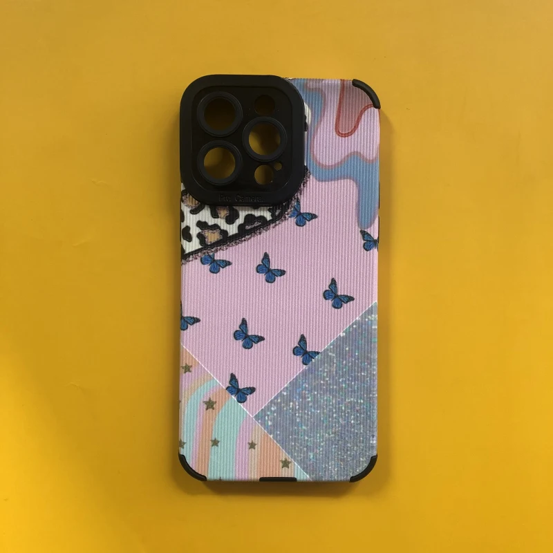 

Butterfly leopard print phone case for iphone 11 14 pro max 13 mini 12 silicone cover shell for iphone xr xs max x 7 8 plus se 2