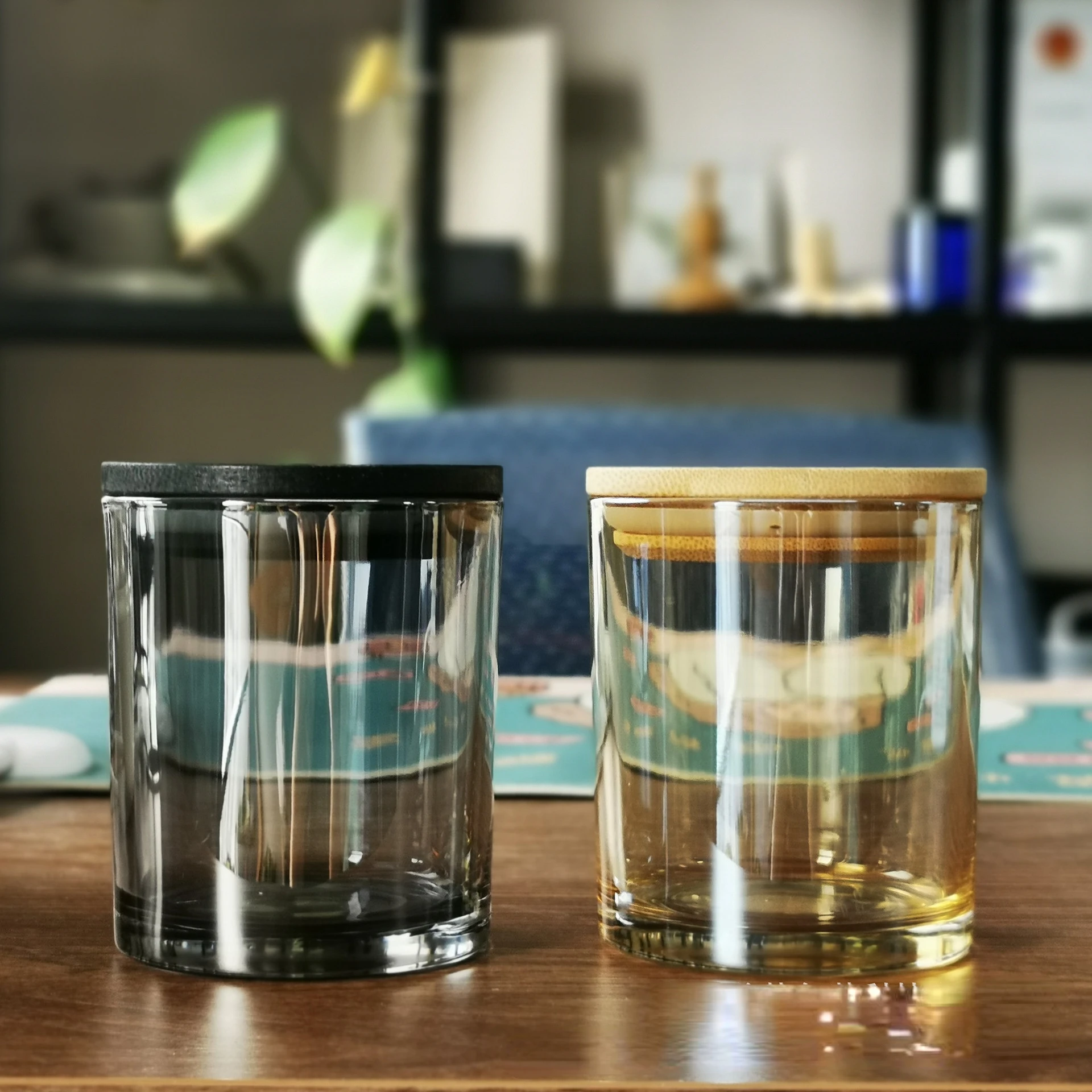 

Candle Jars Brown Glass Candle Cup Aromatic Cup with Bamboo Cover Candle Making Supplies Candle Jar Glass Diy Candle m