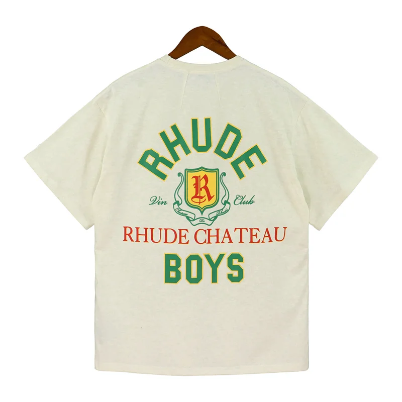 

23ss American Summer High Street Printed Alphabet Logo Men's And Women's Loose Casual T-Shirt Rhude Men's And Women's T-Shirt