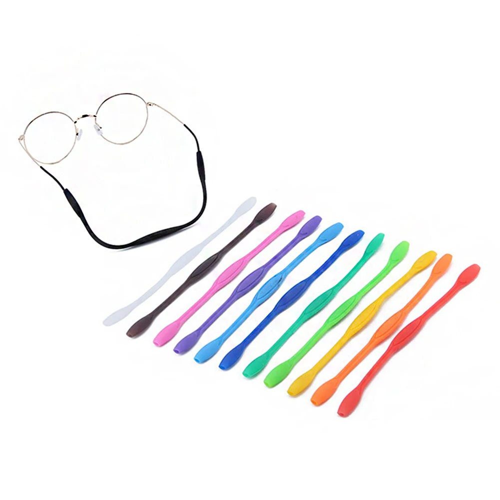 

22cm Candy Color Elastic Silicone Eyeglasses Straps Sunglasses Chain Sports Anti-Slip String Glasses Ropes Band Cord Holder