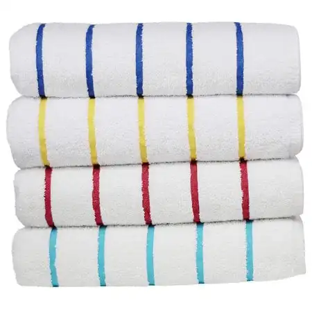 

Striped Towel Set - Pack of 4 Pieces - 30x 62 inches- 100% Ring Spun Soft Cotton Towels High Quality Face Bath Towels