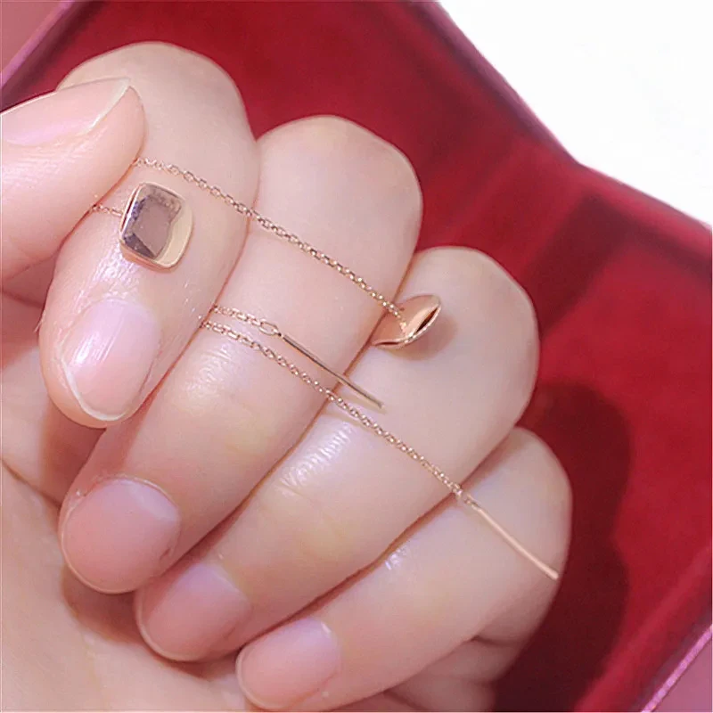 

Серьги женские квадратные глянцевые под розовое золото 14 к, 585 пробы