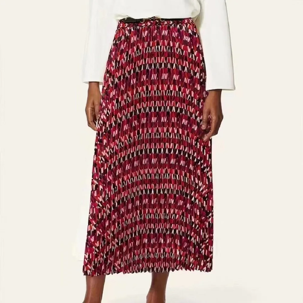 

Знаменитая летняя шифоновая 3D-печать свободная женская юбка с высокой талией 2022Новая женская высококачественная плиссированная юбка-пачк...