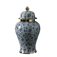 new luxury white and gold home decorative items vase set ceramic ginger jar for living room