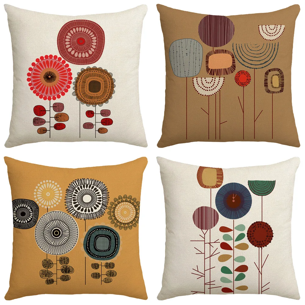 

Decorative Cushion Cover 45x45 cm Flower Mandala Artistic Geometry Pillow Case Linen Pillow Cover Home Decor Throw Pillowcase