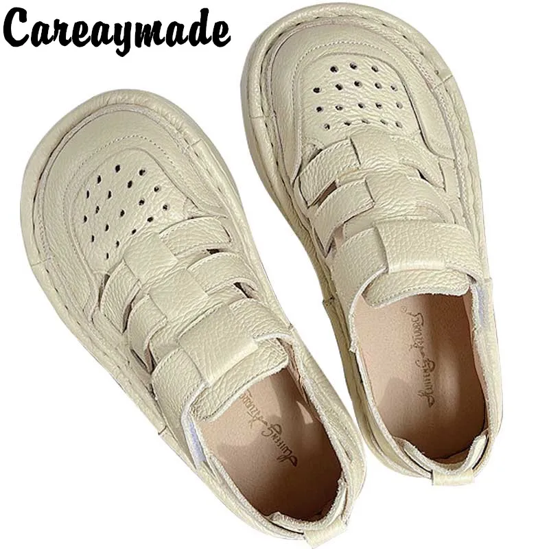 

Careaymade-Genuine leather women's shoes Little white ugly cute dad shoes thick soled shoes muffin bottoms retro women shoes