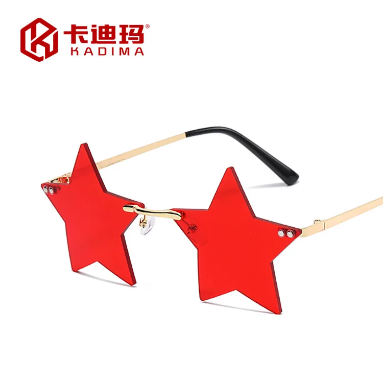 

new in rimless star sunglasses women men 2022 high quality steampunk aesthetic shades Tint Ocean Lens retro party glasses uv400