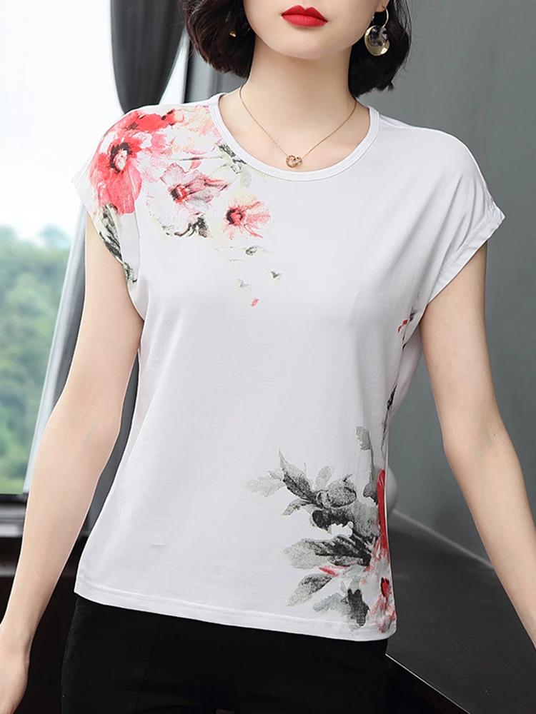 

White T Shirt For Women New Summer Printing Tshirt 2022 Short Sleeve Top Casual Woman Clothes Tee Shirt Femme Cotton T-shirts