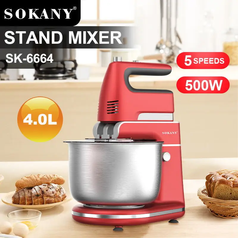 

New Kitchen Food Stand Mixer, Blender, Quiet Motor, Cream Egg Whisk, Whip Dough Kneader, 6-Speed, 1200 W, 6 L, DC