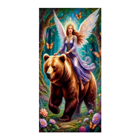Алмазная живопись Fullcang Медведь и Эльф
