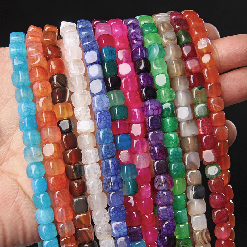 

6-8mm Natural Square Stone Bead Muticolor Agates Tiger Eye Cube Loose Spacer Beads For Jewelry Making DIY Necklaces Bracelets